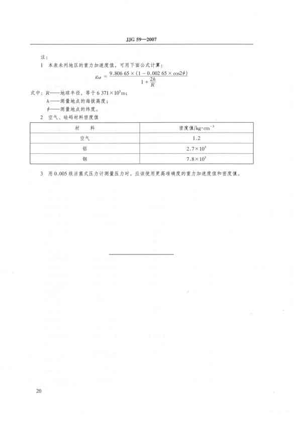 JJG59-2007活塞式壓力計檢定規程 P20
